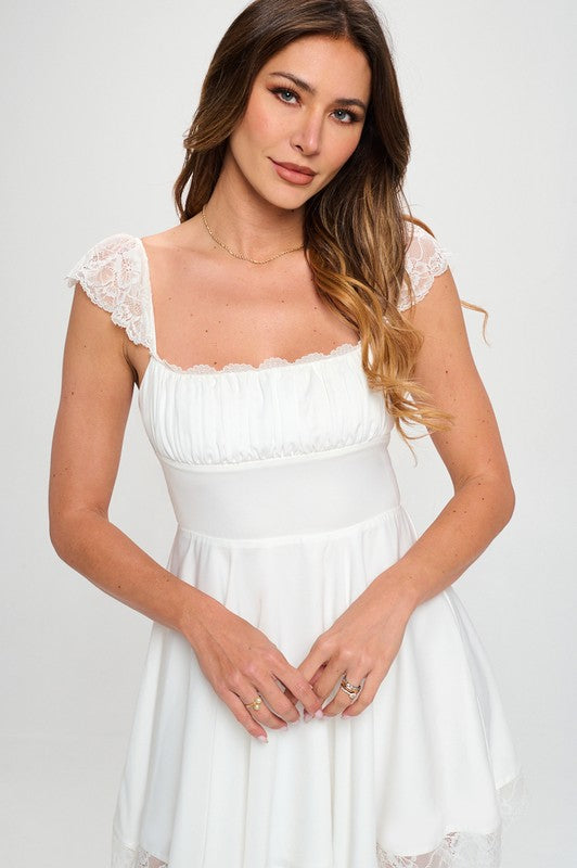 Plus Size Short White Club Dresses WEITING Elegant White Lace Ribbon Mini  Dress For Women Fashion