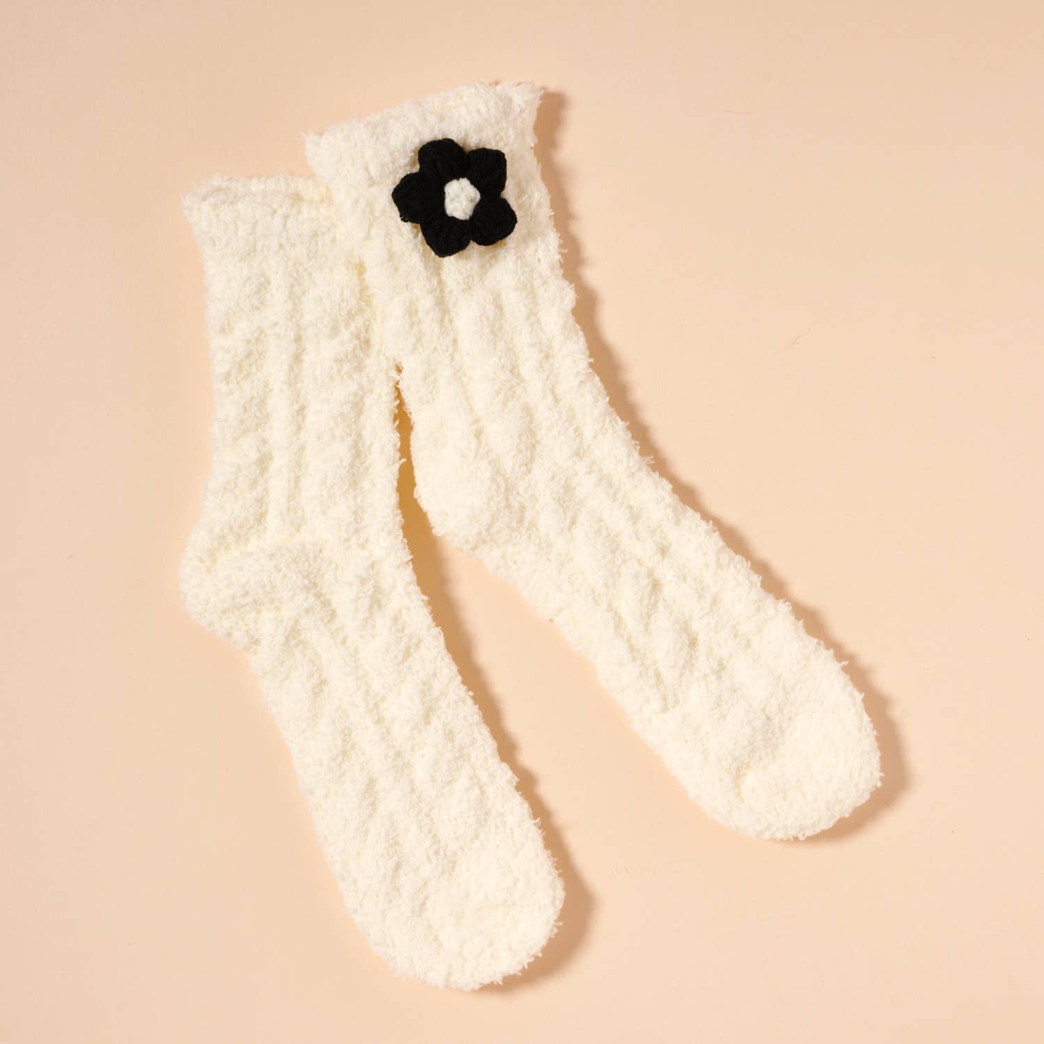 Fuzzy Floral & Bows Crew Socks