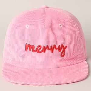 Merry Embroidered Corduroy Cap