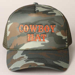 Cowboy Hat Mesh Back Trucker BLK/WHT