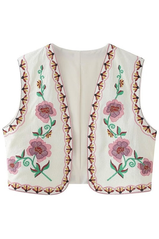 FLORAL EMBROIDERED VEST