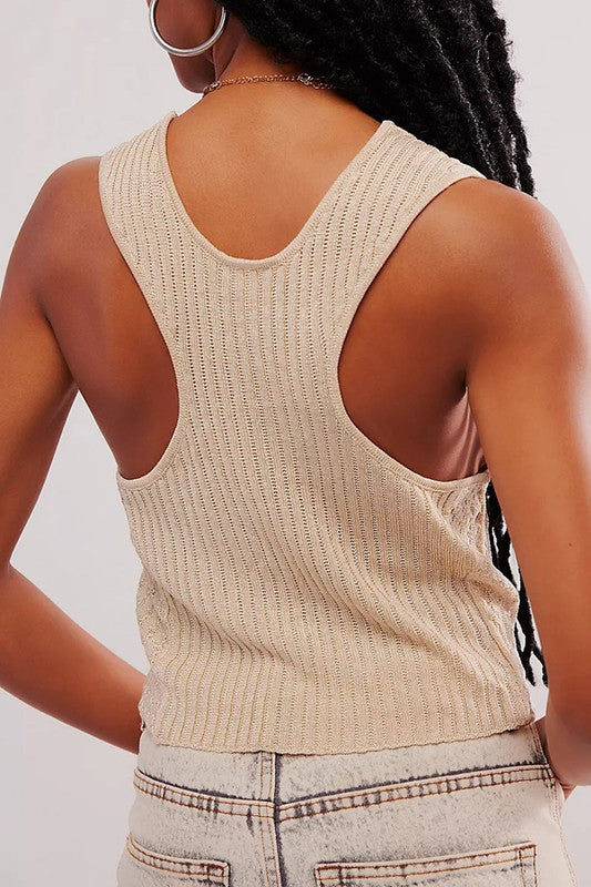 RIBBED BUTTON FRONT VEST