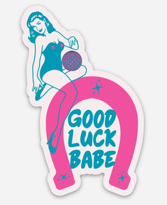 Good Luck Babe Horeseshoe Sticker