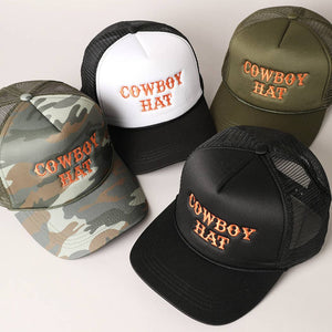 Cowboy Hat Mesh Back Trucker BLACK
