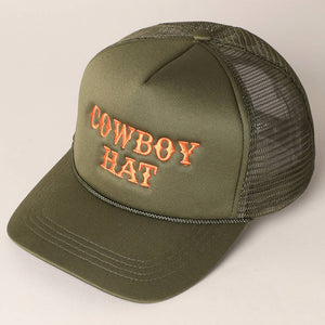 Cowboy Hat Mesh Back Trucker BLACK
