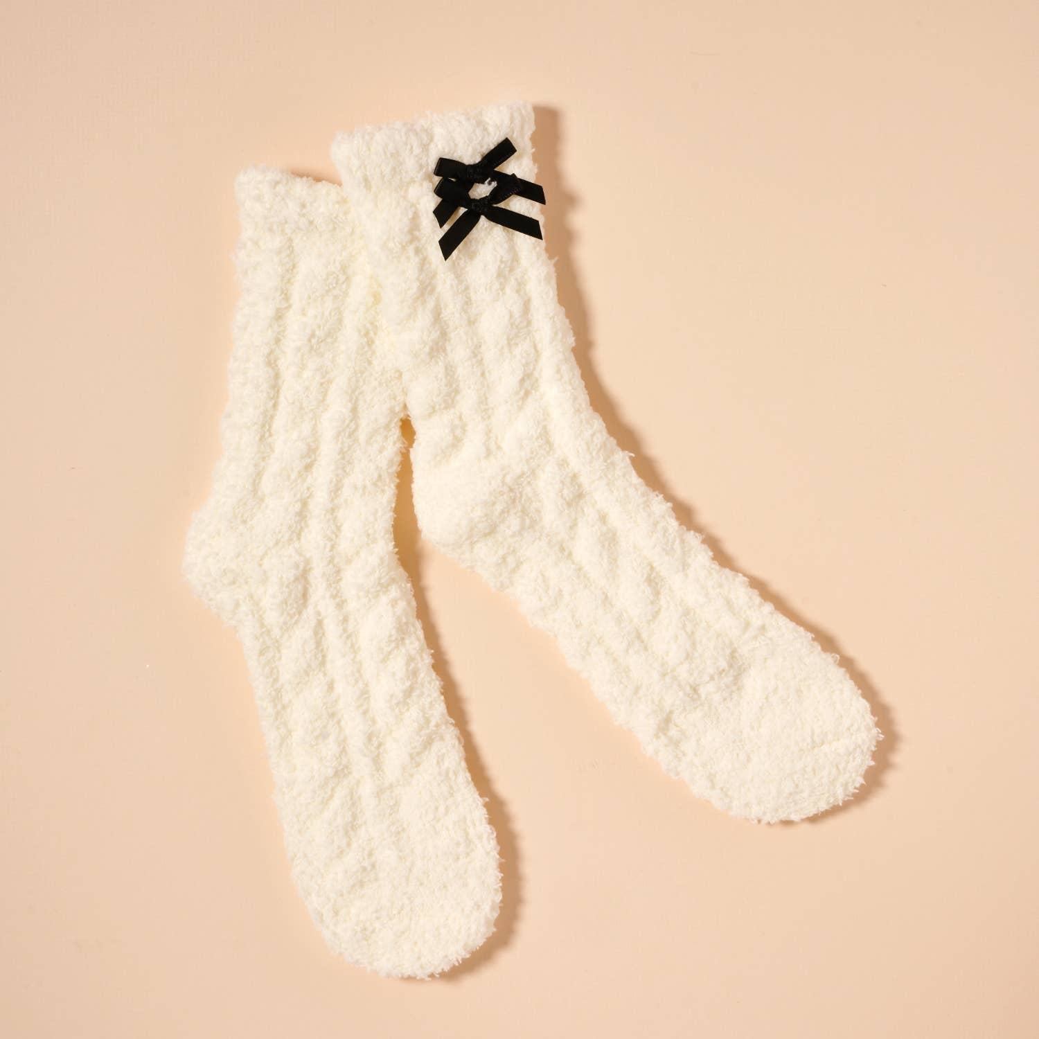 Fuzzy Floral & Bows Crew Socks