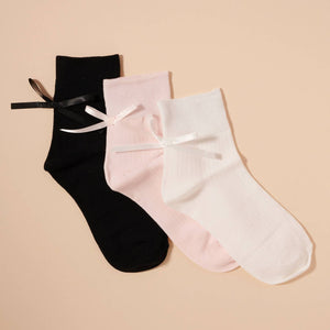 Satin Bow Ankle Socks