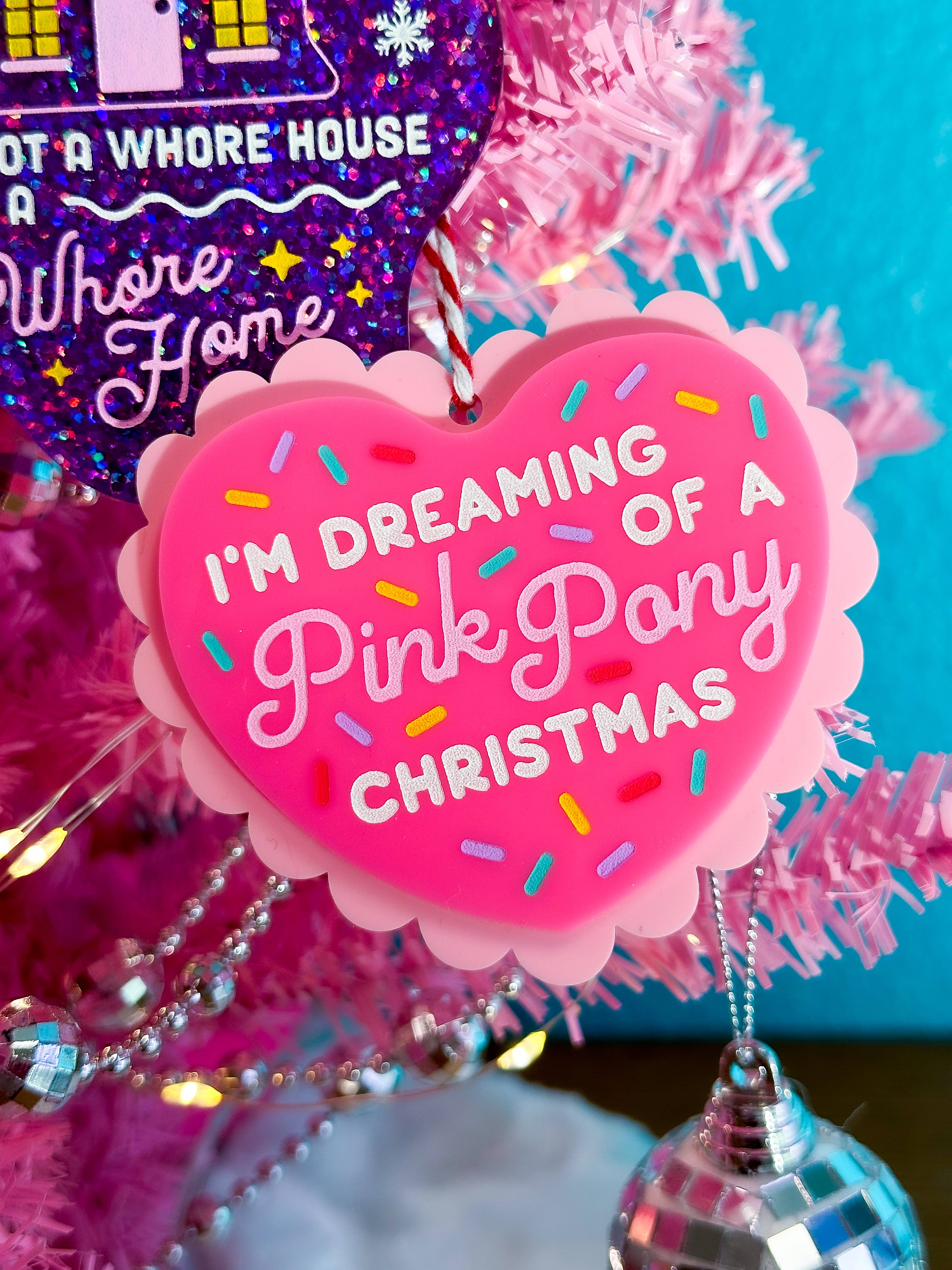 Dreaming of a Pink Pony Christmas Ornament