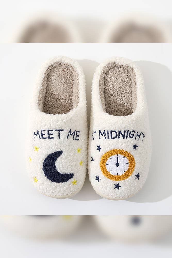 Meet Me At Midnight Cozy Fluffy Slippers