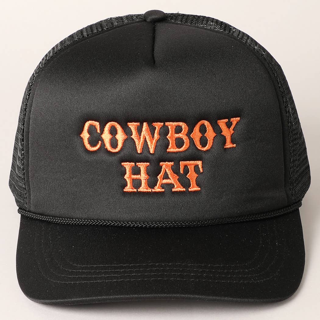 Cowboy Hat Mesh Back Trucker BLK/WHT