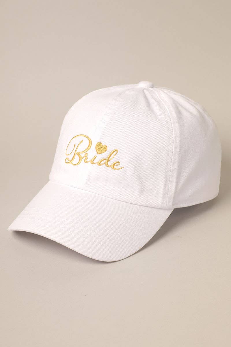 Bride Lettering w Heart Embroidery Cap