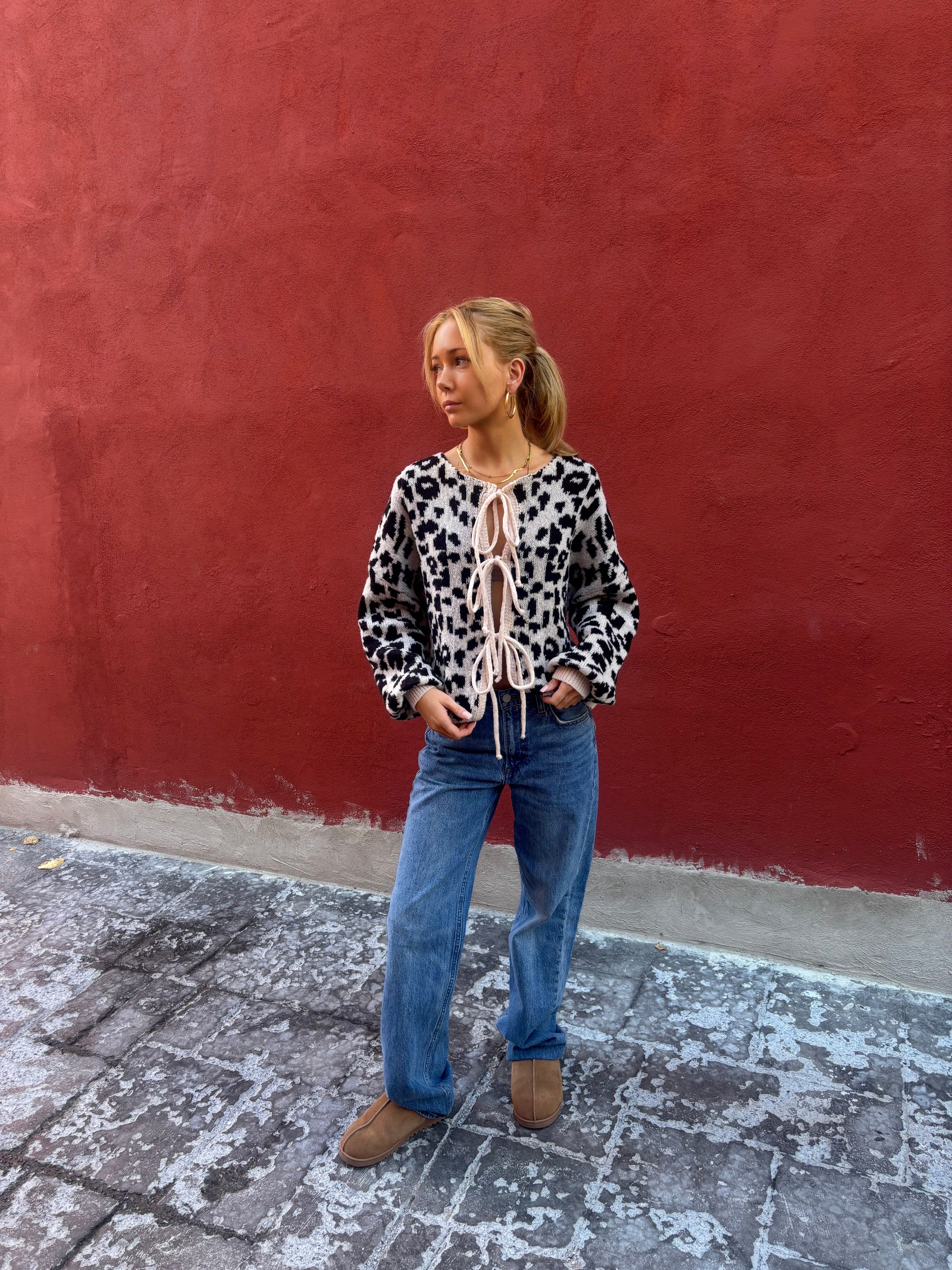 SWEET LEOPARD TIE CARDIGAN