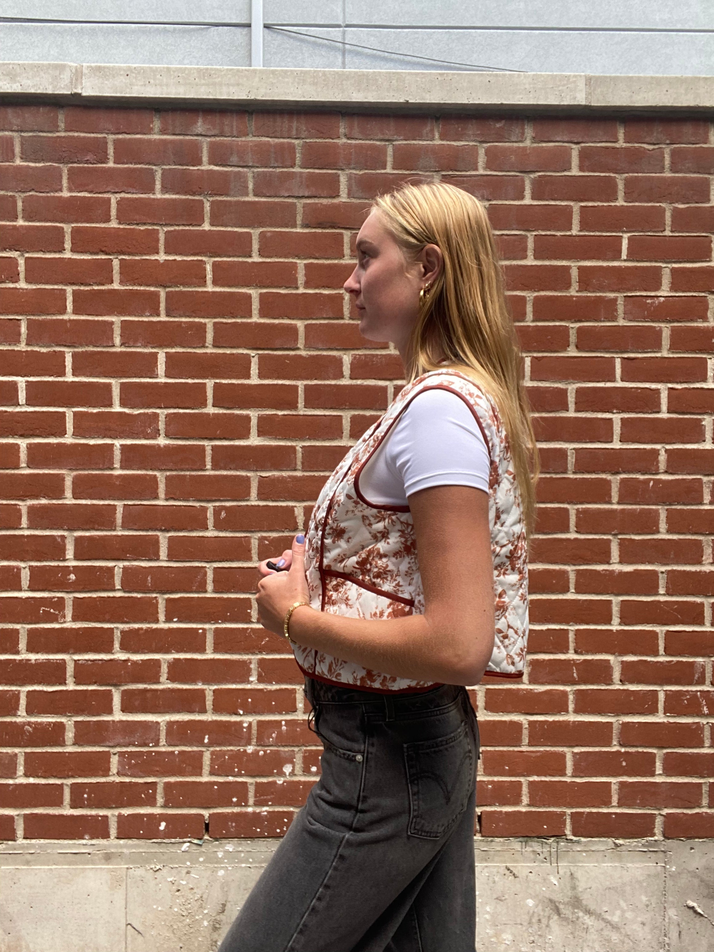 QUILTED FLORAL VEST