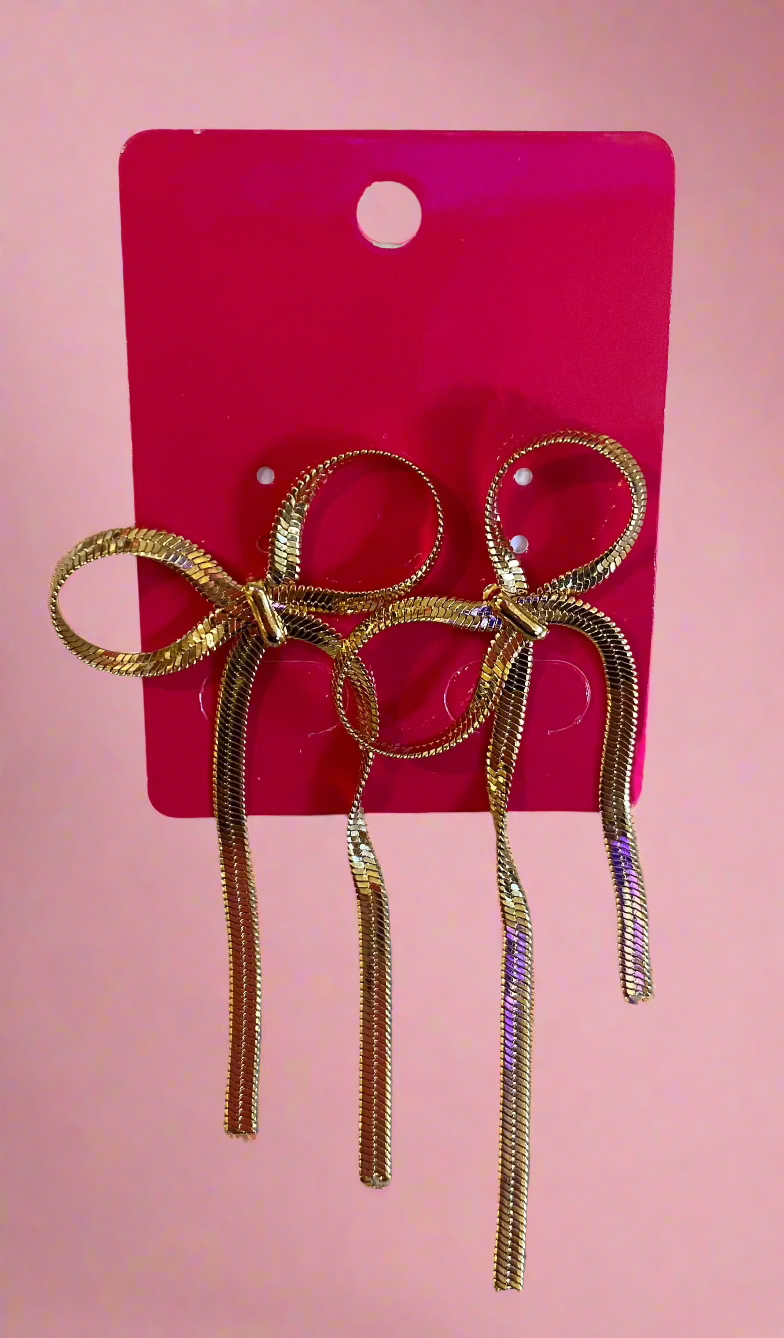 BOW CHAIN EARRINGS