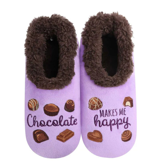 CHOCOLATE MAKES ME HAPPY SLIPPERS