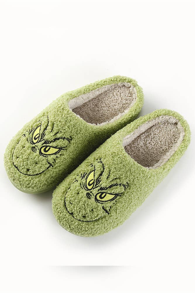 Green Grinch Fleece Slippers