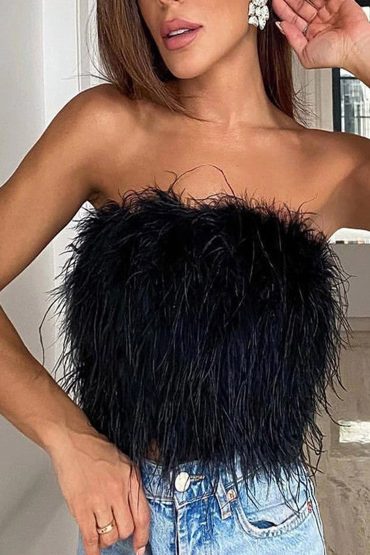 CROPPED FEATHER TOP