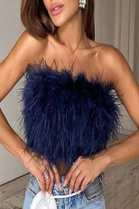 CROPPED FEATHER TOP