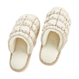 Puffer slippers.