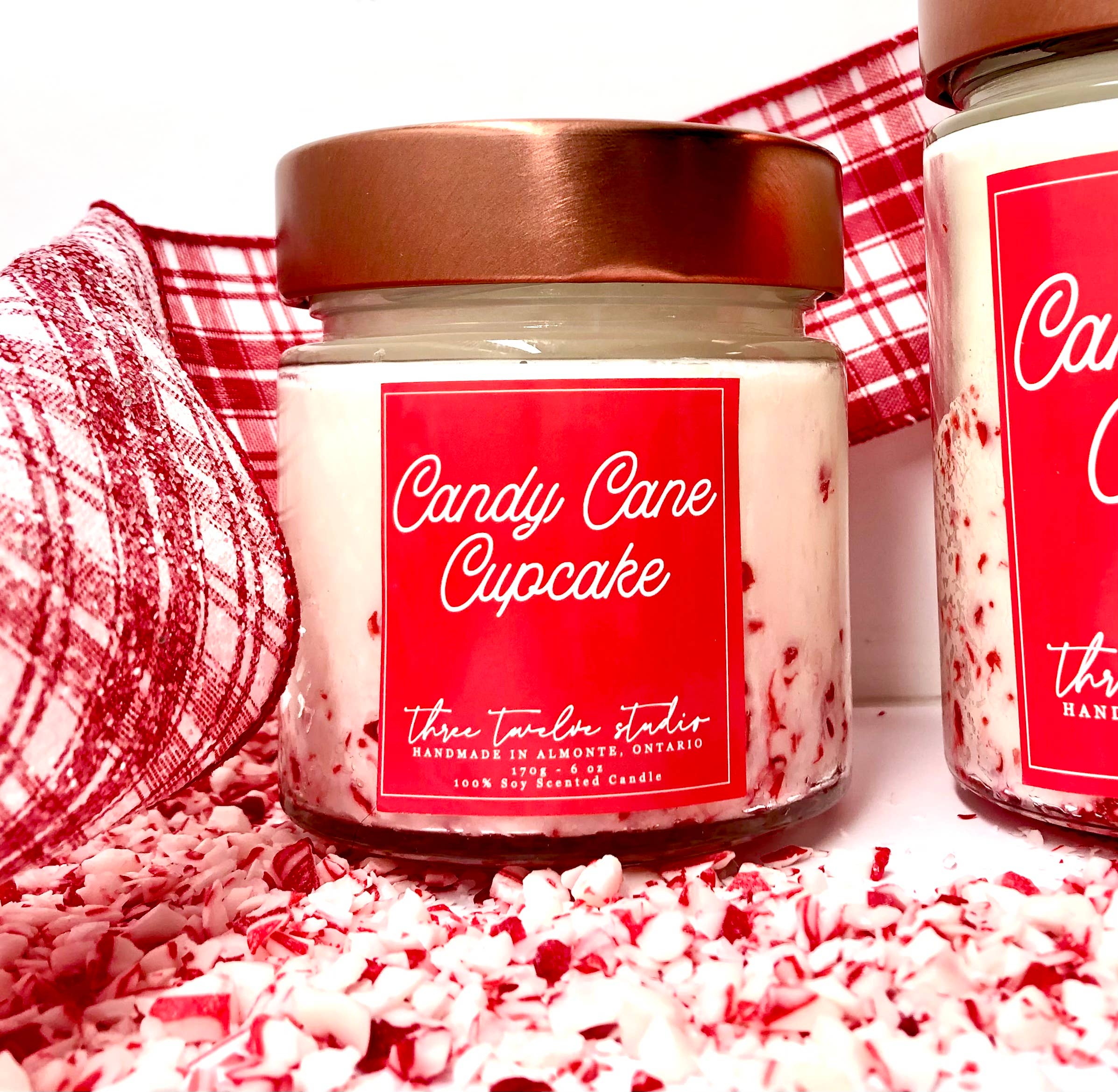 CANDY CANE CUPCAKE CANDLE